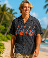 Polynesian Guitars Hawaiian Aloha Shirt Black
