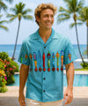 Aloha Beer Hawaiian Border Shirt Light Blue