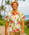 Blue Hawaii Monstera Lanai Rayon Aloha Shirt Cream