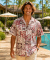 Cotton Reverse Fabric Tapa Honu Aloha Shirt Red