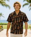 Tribal Ukulele Short Sleeves Aloha Shirt Black