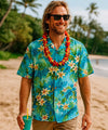 Plumeria Hawaiian Aloha Shirt Bermuda Blue