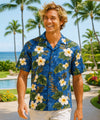 Kalea Men's Cotton Aloha Shirt Blue