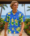 Orchids Paradise Cotton Hawaiian Shirt Royal Blue