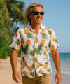 Short Sleeves Gold Pineapples Hawaiian Shirt White