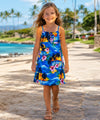 Hawaiian Sunset Girls Spaghetti Dress Blue