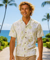 Kalokoi Forest Cotton Men's Hawaiian Shirt White