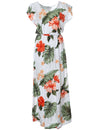 Hibiscus Cap Sleeves Full Length Hawaiian Dress