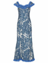Hibiscus Flower Lei Long Muumuu Ruffle Dress