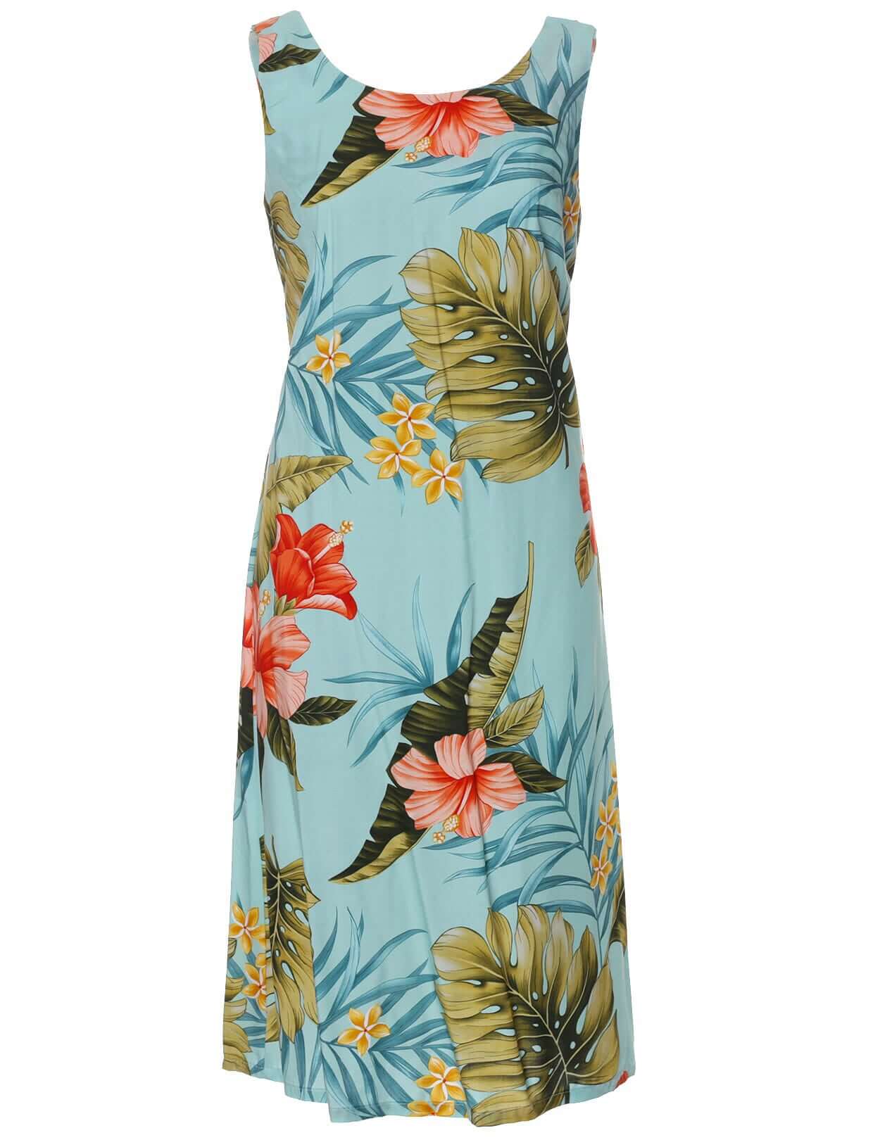Hibiscus Knee Length Bias Sleeveless Dress