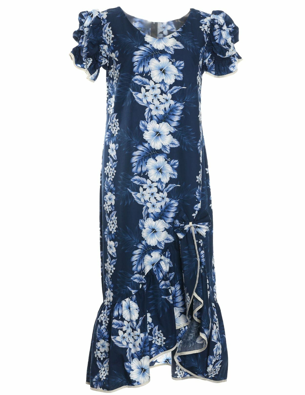 Hibiscus Knee Length Ruffle Muumuu Dress