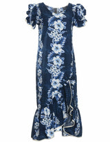 Hibiscus Knee Length Ruffle Muumuu Dress