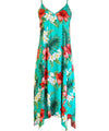 Spaghetti Hibiscus Hawaiian Dress with Scarf Hem