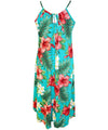 Spaghetti Hibiscus Hawaiian Dress with Scarf Hem