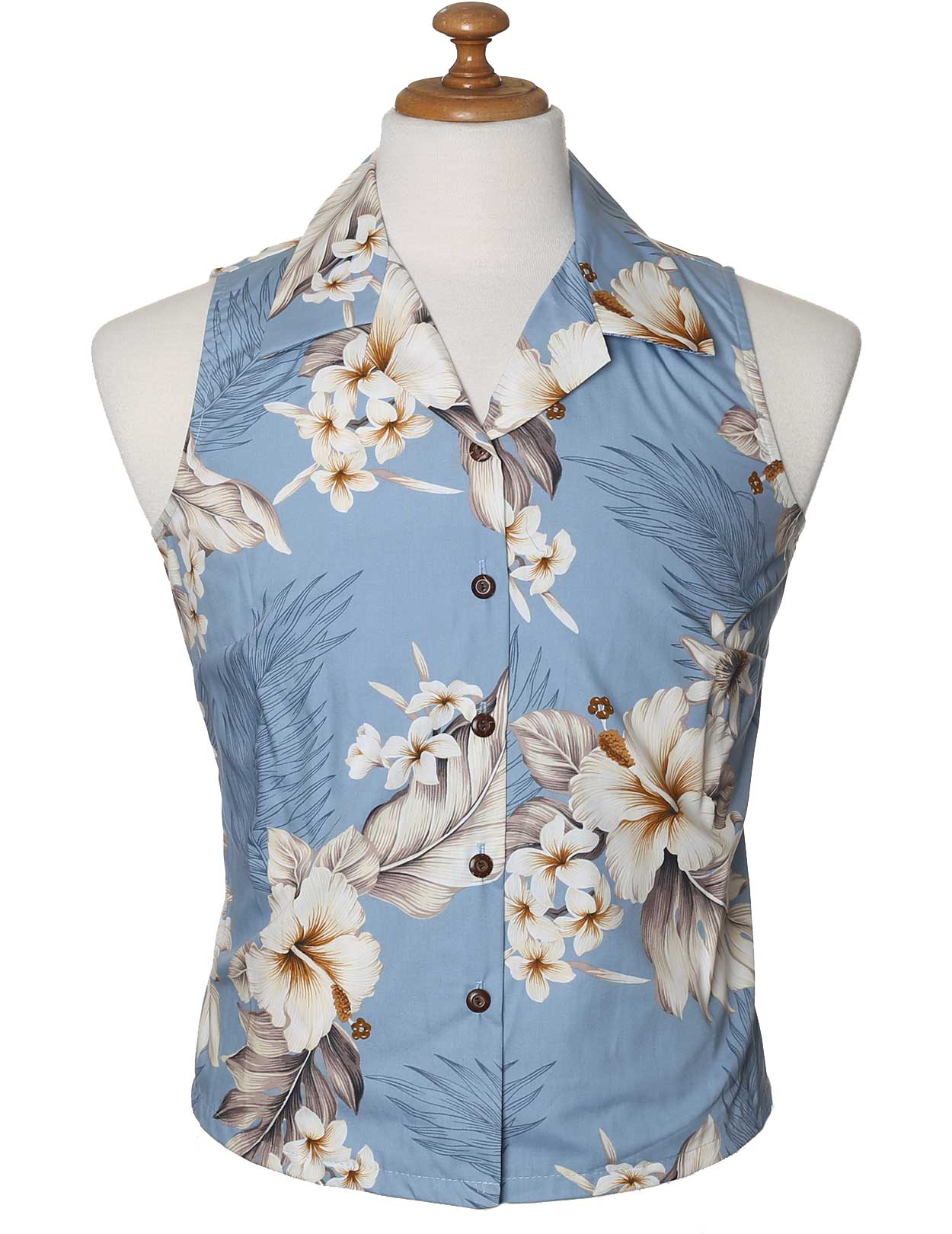 Hibiscus Sleeveless Cotton Women Shirt