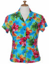 Hibiscus Watercolor Fitted Hawaiian Blouse