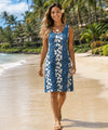 Honolulu Knee Length Hibiscus Hawaiian Dress Navy
