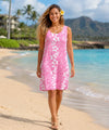 Honolulu Knee Length Hibiscus Hawaiian Dress Pink