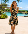 Hibiscus Luau Rayon Short Hawaiian Dress Black
