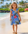 Hibiscus Pullover Girls Flower Dress Ocean Blue