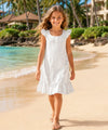 Honolulu Girls Flower Hawaiian White Dress White