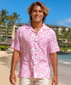 Honolulu Open Collar Men's Aloha Shirt Pink