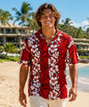 Honolulu Open Collar Men's Aloha Shirt Red