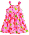 Honu Girls Dress with Plumerias and Side Ties Pink