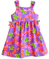 Honu Girls Dress with Plumerias and Side Ties Lavender