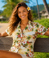 Hookipa Hibiscus Women's Hawaiian Fitted Blouse Maize