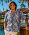 Haulani Poly Cotton Men's Hawaiian Shirt Navy