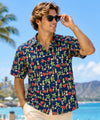 Hula Girls Short Sleeves Hawaiian Shirt Navy