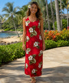 Iliwai Hibiscus Long Maxi Hawaiian Dress Red