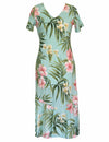 Iluna Long Maxi V-Neck Rayon Hawaiian Dress