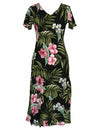 Iluna Long Maxi V-Neck Rayon Hawaiian Dress