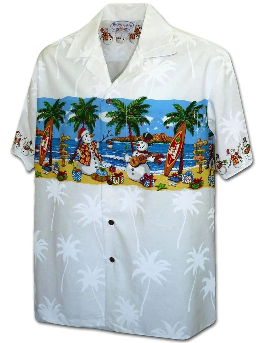 Short Sleeves Santa at the Beach Hawaiian Shirt