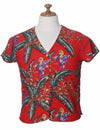 Jungle Bird Magnum PI Print V-Neck Hawaiian Blouse