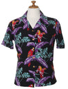 Jungle Bird Parrots Rayon Camp Hawaiian Blouse