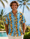 Short Sleeves Wainapanapa Cotton Aloha Shirt Sky Blue Men's Cotton Shirts
