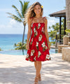 Kailua Smock Tube Top Midi Dress Red One Size Fits Most XS-XL
