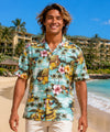 Kauai Island Roosters Hawaiian Aloha Shirt Green