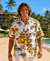 Kauai Island Roosters Hawaiian Aloha Shirt White