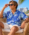 Kipahulu Hibiscus Men Hawaiian Aloha Shirt Blue