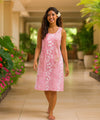 Knee Length Hibiscus Hawaiian Dress Pink