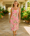 Bias Cut Style Knee Length Hawaiian Dress Pink