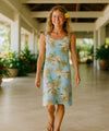 Bias Cut Style Knee Length Hawaiian Dress Light Blue