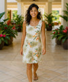 Bias Cut Style Knee Length Hawaiian Dress White