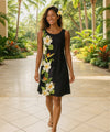 Kaia Hawaiian Sleeveless Knee Length Dress Black