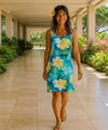 Watercolor Knee Length Hawaiian Dress Yellow