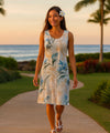 Lelehune Sleeveless Tropical Hawaiian Dress Cream